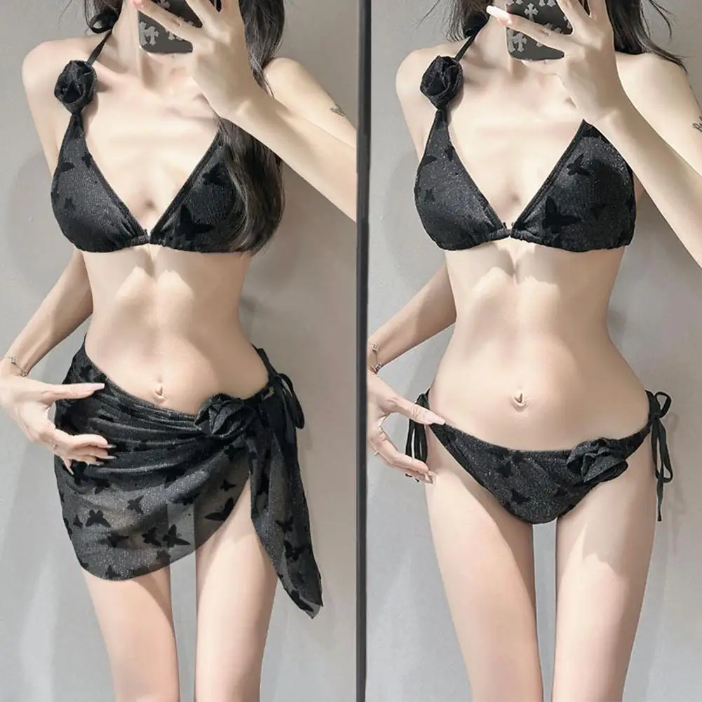 Women's Swimsuit Solid Color Lingerie Sets Sexy Bikini 2025 Woman Pure Desire Summer Beach Low Rise Swimwear