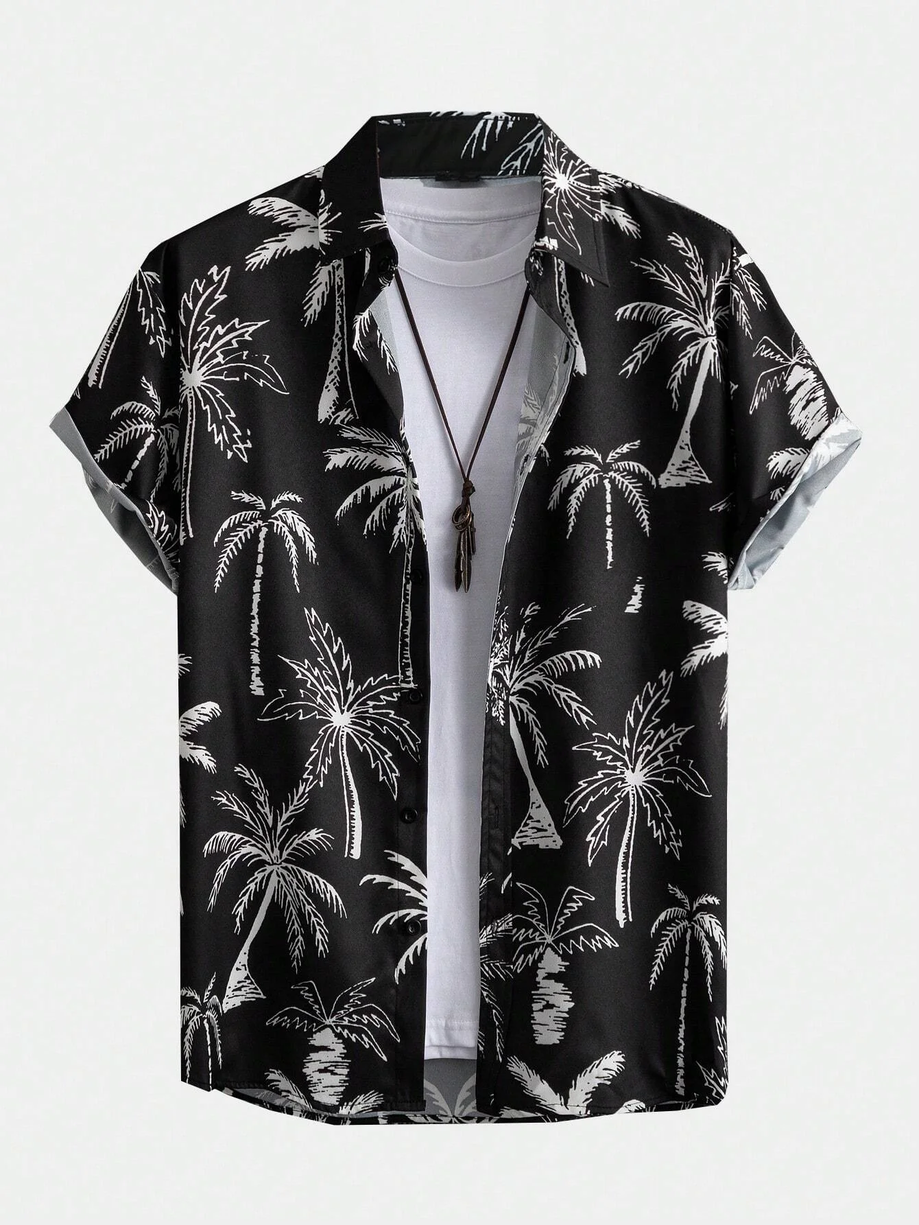 Men\'s Shirt Hawaiian Coconut Tree pattern Tops Summer New Fashion Men\'s Clothing Casual Short-Sleeved Buttons Blouse Shirts