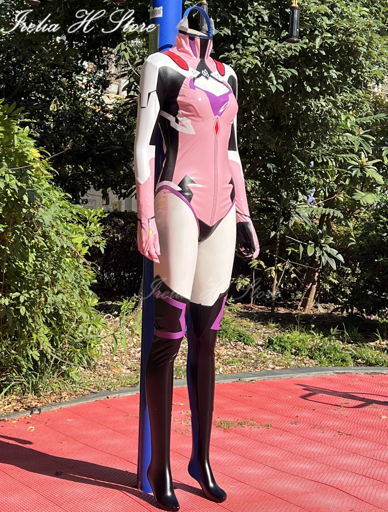 Irelia H Customized Mari Makinami Illustrious Cosplay Costume leather jumpsuit Driving suit combat suit Anime