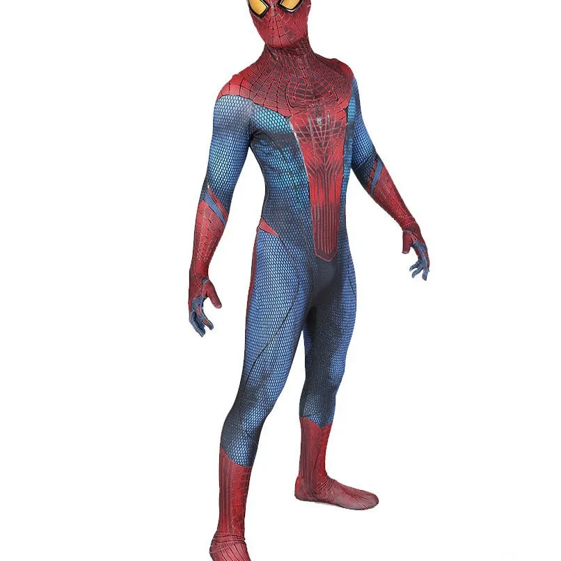 Adult Men 3D Monster Spider Web Cosplay Costume Full Body Jumpsuit with Hood Halloween Carnival Party Fancy Dress Outfit - view 3