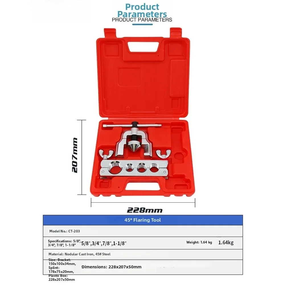 For Copper Pipe Flaring Tool 45 Degree Angle Precision Expansion Tool for 5/8 3/4 7/8 1-1/8 Inch Cold Storage Pipes