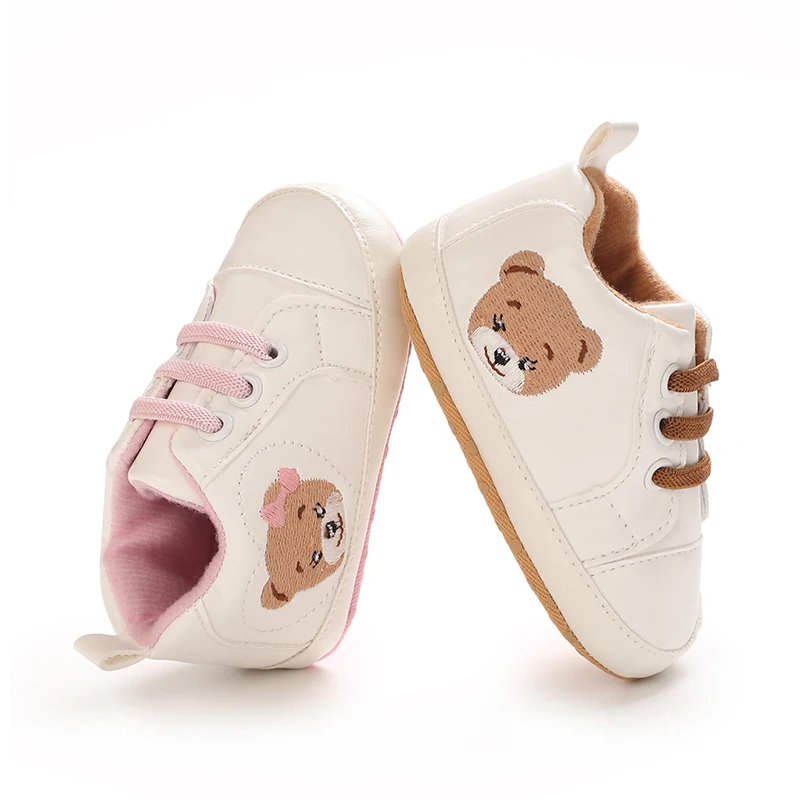 

Spring and Autumn New Baby Shoes Walking Shoes Cute Bear 0-18M Baby Shoes Casual Soft Cloth Bottom White Shoes Sports Shoes