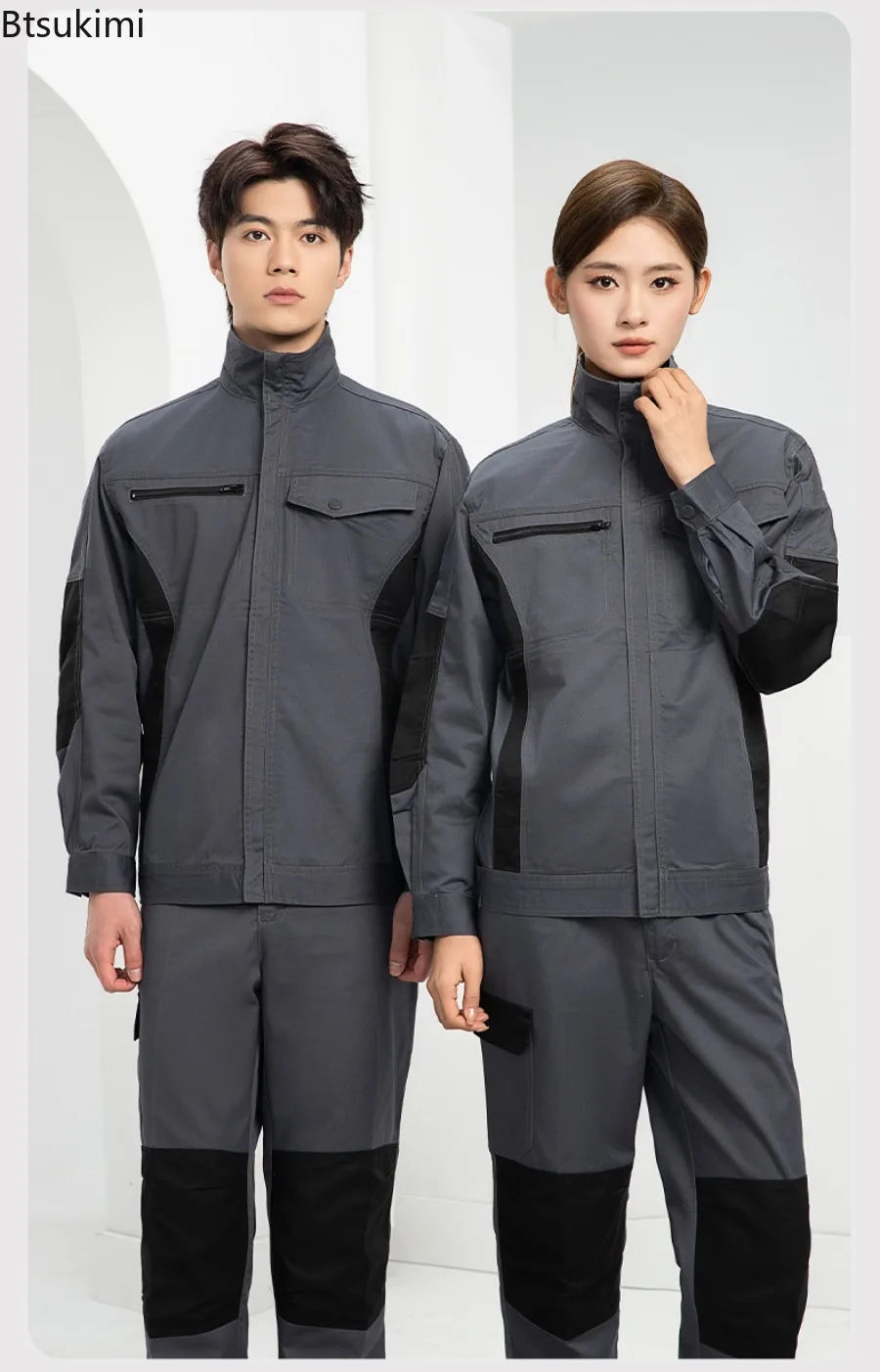 Spring Autumn Work Clothing Set for Men Women Factory Workshop Mechanical Repairman Uniforms Wear Resistant Labor Worker Suits