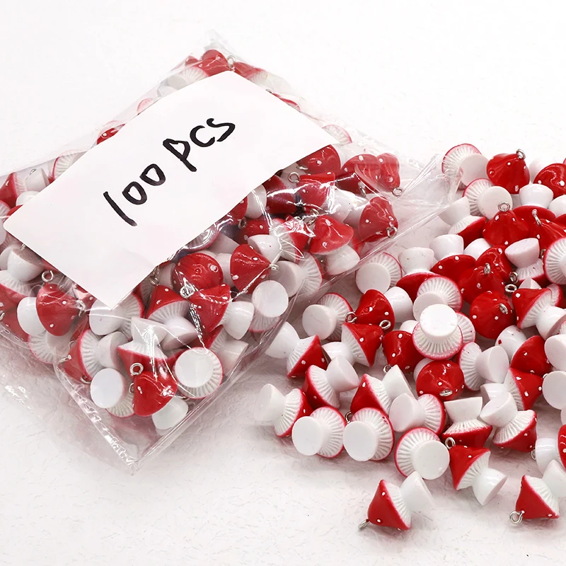 

100 шт./упак., оптовая продажа, 3D маленькие грибы, подвески из смолы, милые серьги с едой, браслет, ожерелье, подвески, DIY ювелирные аксессуары