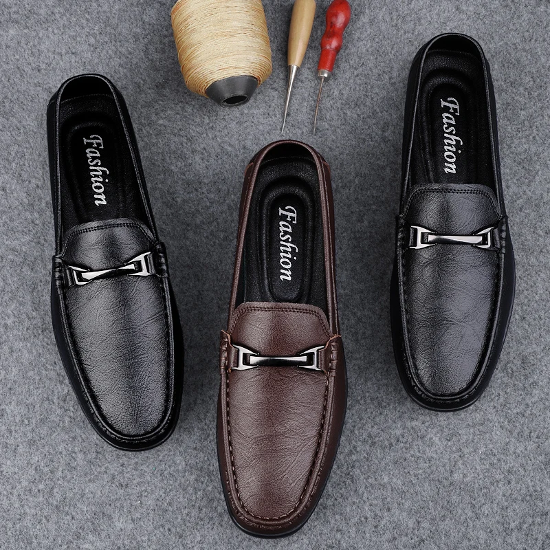 

Дизайнерская брендовая мужская повседневная обувь из натуральной кожи, деловая обувь в деловом стиле, универсальные мужские лоферы на плоской подошве для интервью и поездок на работу