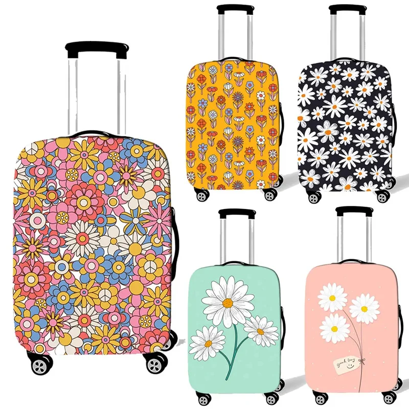 Daisy Print Luggage Cover Marguerite Pattern Women Men Anti-dust Suitcase Protective Covers Elastic Trolley Travel Case Covers