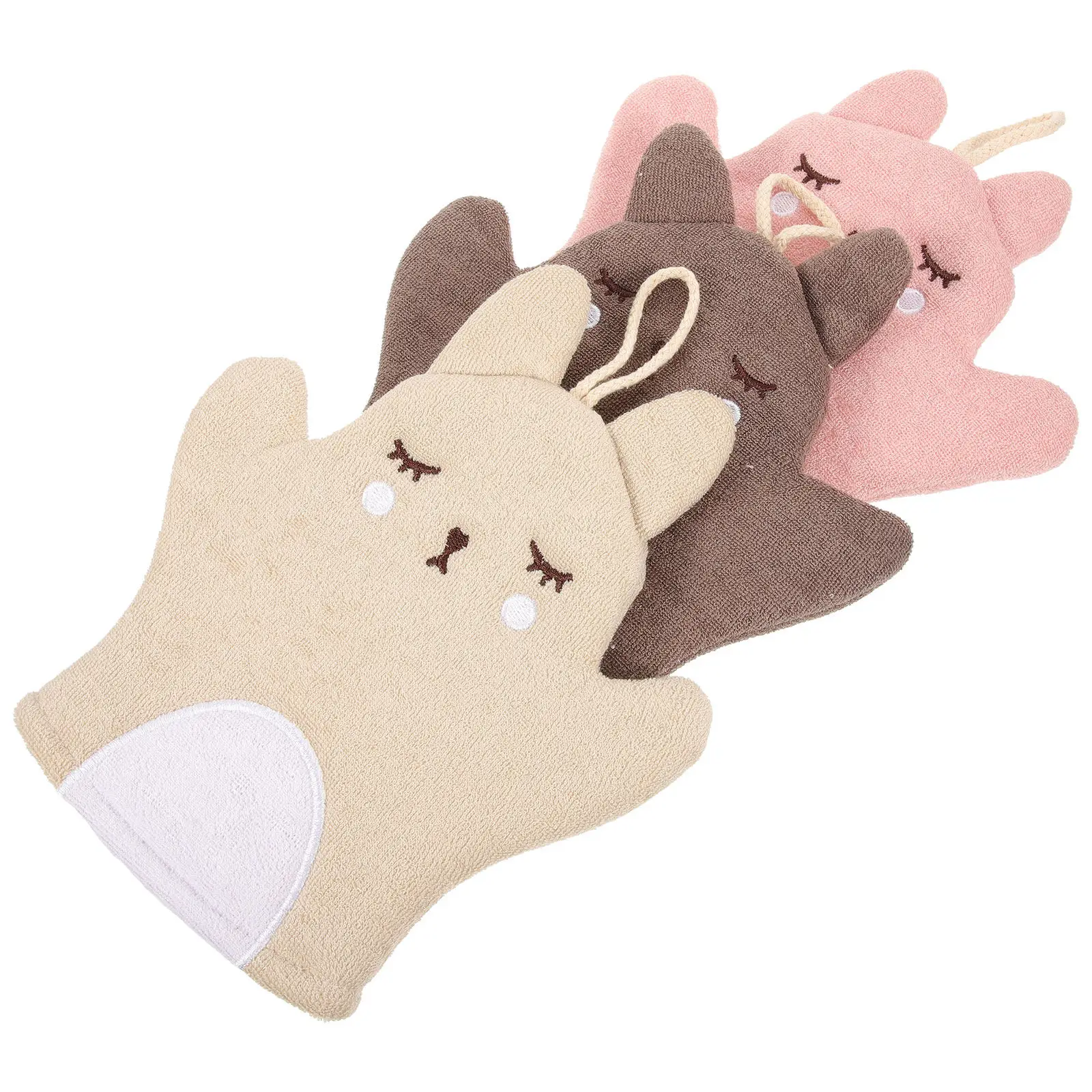 3Pcs Body Exfoliating Gloves Shower Scrubbing Mitts Skin Cleaning Bath Gloves Rough Texture for Deep Cleansing Pore Oil Removal