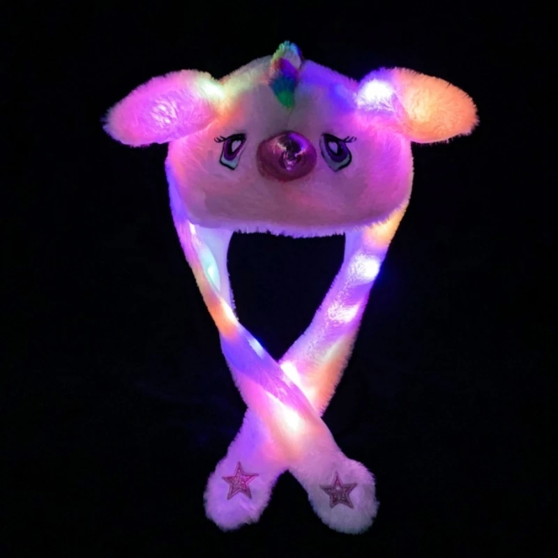 Anime Glowing Bunny Hat Cartoon Rabbit Air Bag Ear Moving Rabbit Hairband Holiday Costume Cute Animal Headwear Decoration Prop