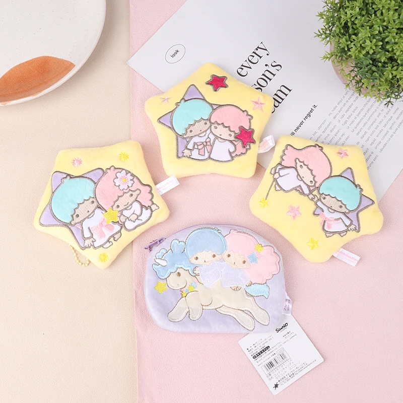 Sanrio Little Twin Star Kiki Lala Cute Cartoon Plush Doll Coin Purse Kawaii Kid Backpack Pendant Toy Wallet Fluffy Soft Keychain