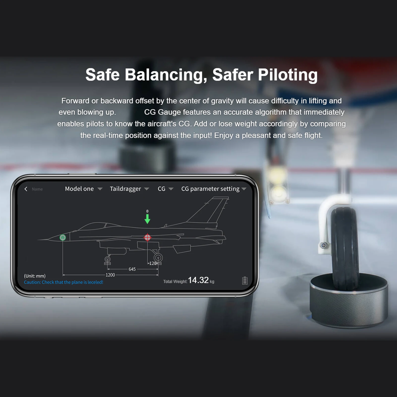 BT CG Gauge Rechargeable Aluminum Alloy Center of Gravity Gauge for Fixed-Wing RC Aircraft Fixed Wing RC Plane Balance Tool
