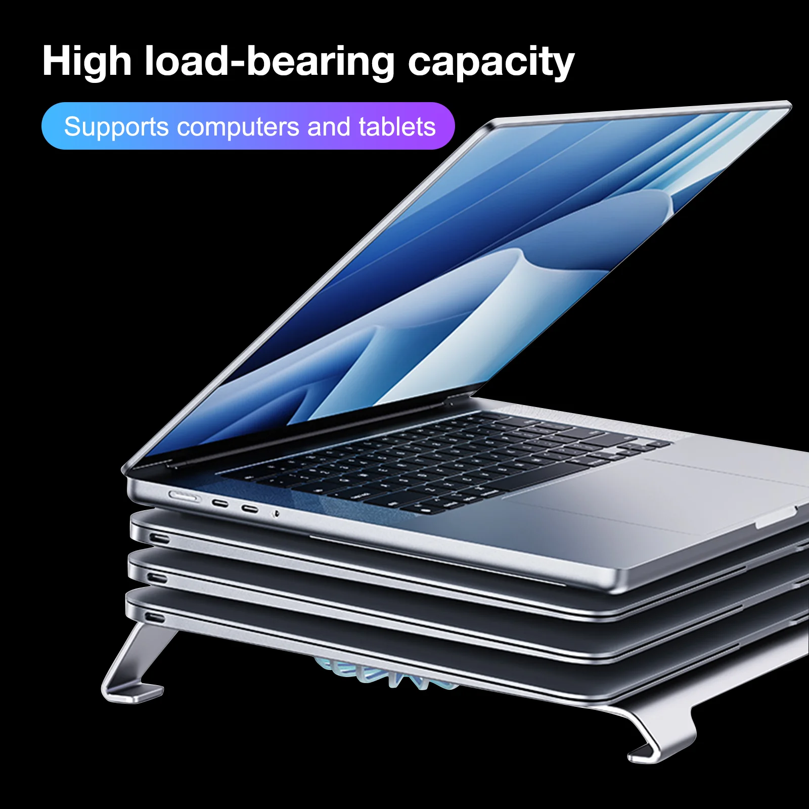 Dudukan Pendingin Laptop Kipas Ganda Paduan Aluminium Unew dengan Desain Lipat & Port Tipe C