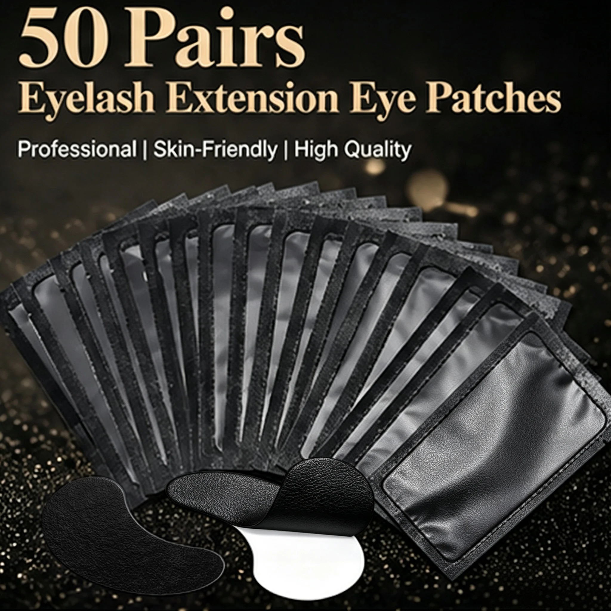 50 Paar professionelle schwarze Augenpads für Wimpernverlängerung, fusselfreie Unter-Augen-Pads, Wimpern-Mapping- und -Grafting-Werkzeuge für den Wimpernsalon