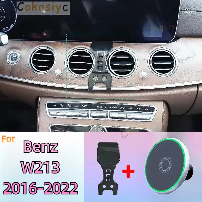 

For Mercedes Benz E Class W213 2016-2022 Magnetic Phone Holder 15W Wireless Charging Phone Stand MagSafe Phone Support Custom