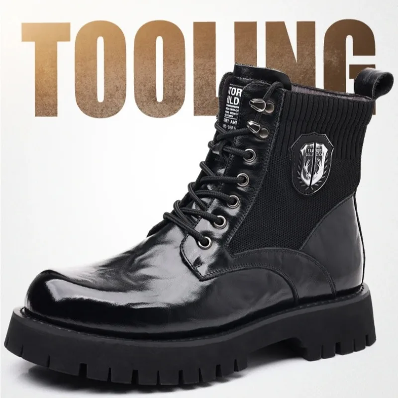 

High Quality Retro Genuine Leather Boots Autumn Designer Velvet Warm Work Shoes Man Fashion Casual Platform Boots for Men Botas