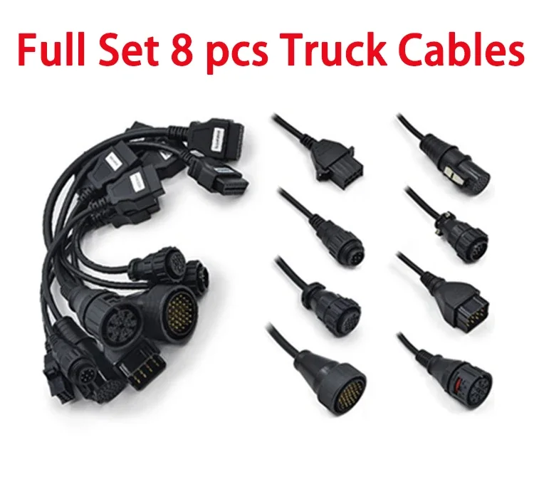 Super Quality Full 8 Pcs Truck Cables for VD DS150E CDP Pro Plus OBD2 OBDII Auto Scanner for TNESF DELPHIS ORPDC Trucks Cables