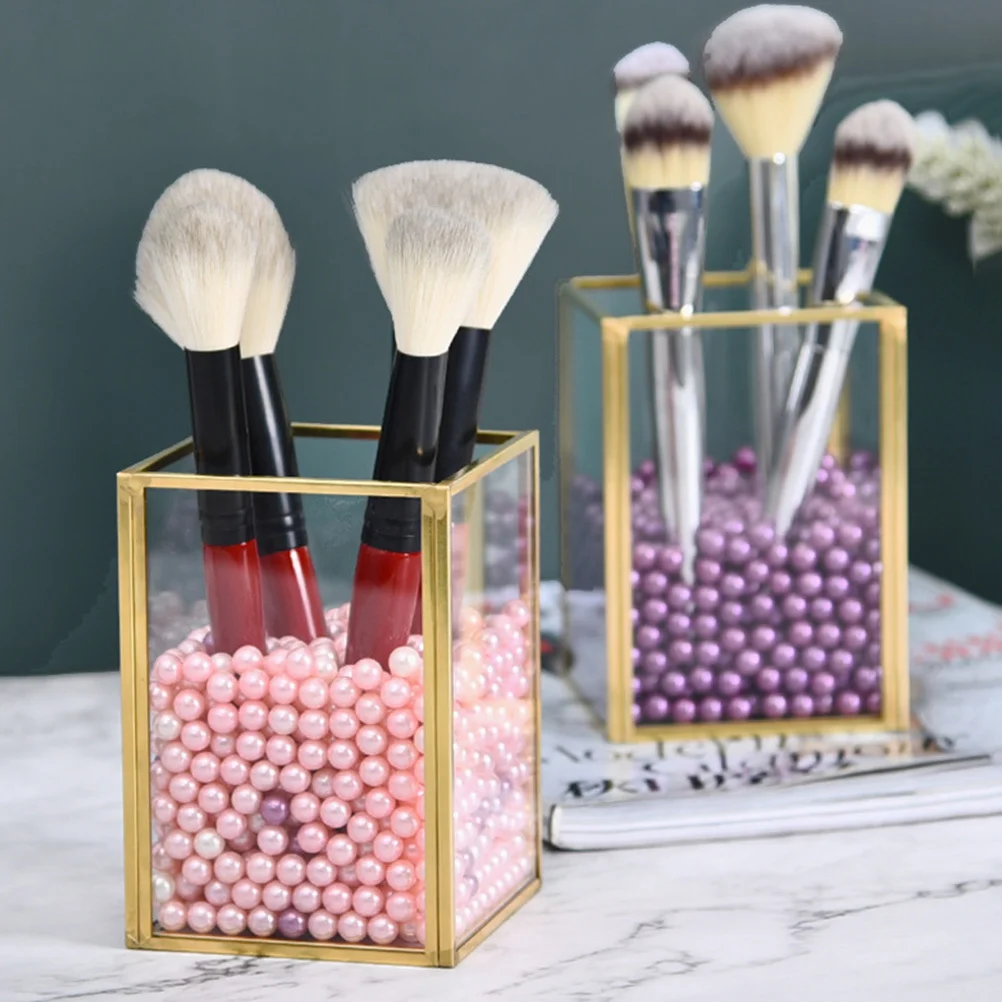 

1Pcs Brush Organizer Container Golden Modern Makeup Brush Holder for Home Dormitory Dressing Room Use Compact