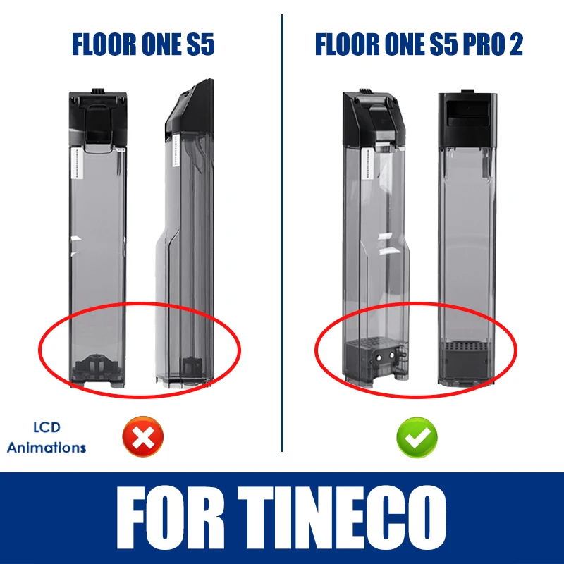 Original Clean/Dirt Water Tank Replacement for Tineco FLOOR ONE S5/S5 PRO 2 Smart Wet/Dry Vacuum Cleaners Accessories Parts