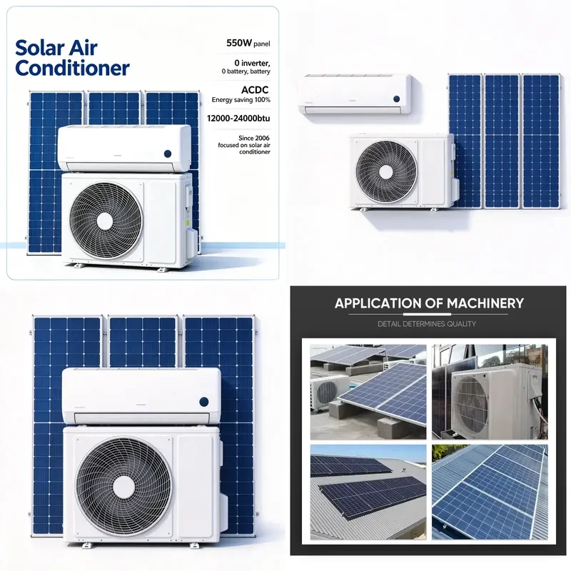 for Wall Mounted Split Solar Air Conditioner Direct Photovoltaic Drive Cooling Heating Unit for Family Villa Residential
