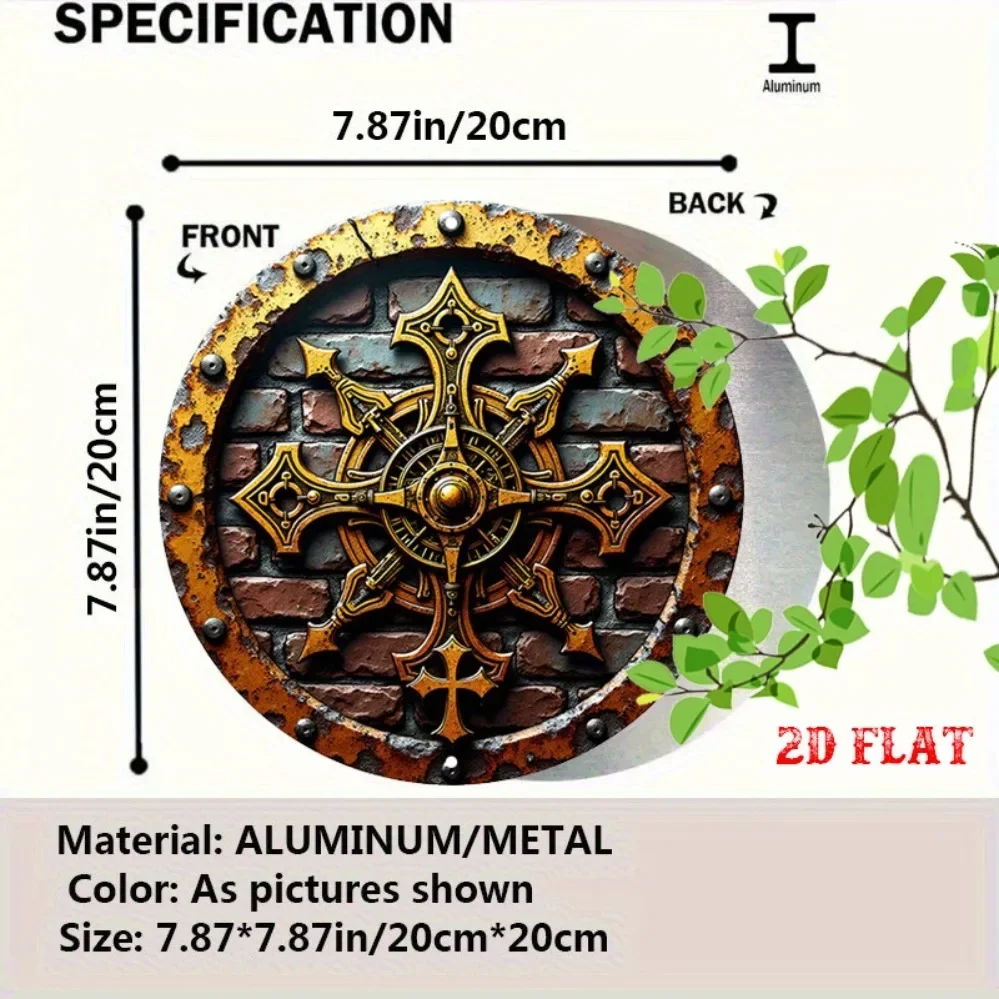 **Knights Shield Medieval Metal Wall Decor Gold Vintage Distressed 8