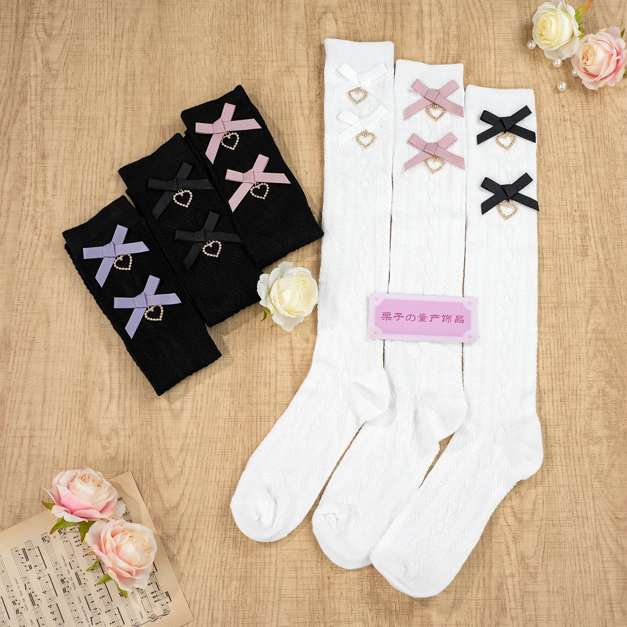 JK Lolita Lace Stockings Bow Knot Sweet Socks Female Long Stocking Teen Uniform Calf Socks Student Cute JK Socks