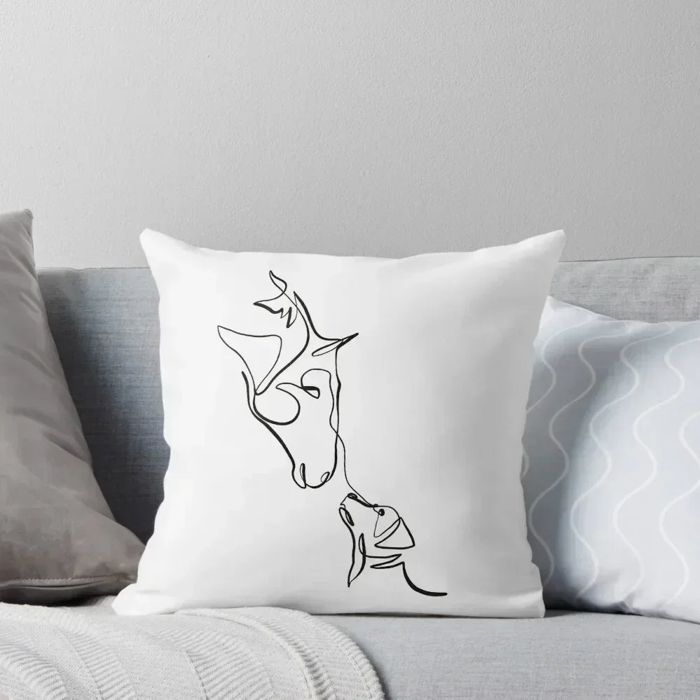 Fundas de almohada decorativas de Año Nuevo con estampado artístico de dibujo de una línea de caballo y perro, artículos de decoración para el hogar y sofá