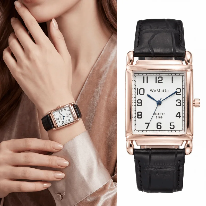 

Vintage Square WoMaGe Women‘s Watch Fashion Leather Band Quartz Watches for Woman Simple Elegant Ladies Watch Clock Gift Reloj