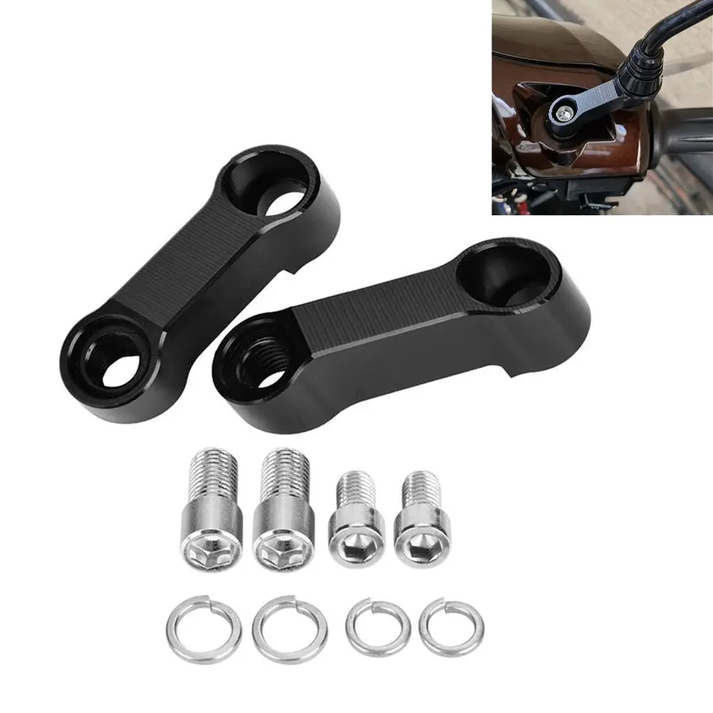 

10MM Motorcycle Rear View Mirrors Extension Riser Extend Adapter Mirror Extender Adapters Riser Supplies Base Aluminum Black