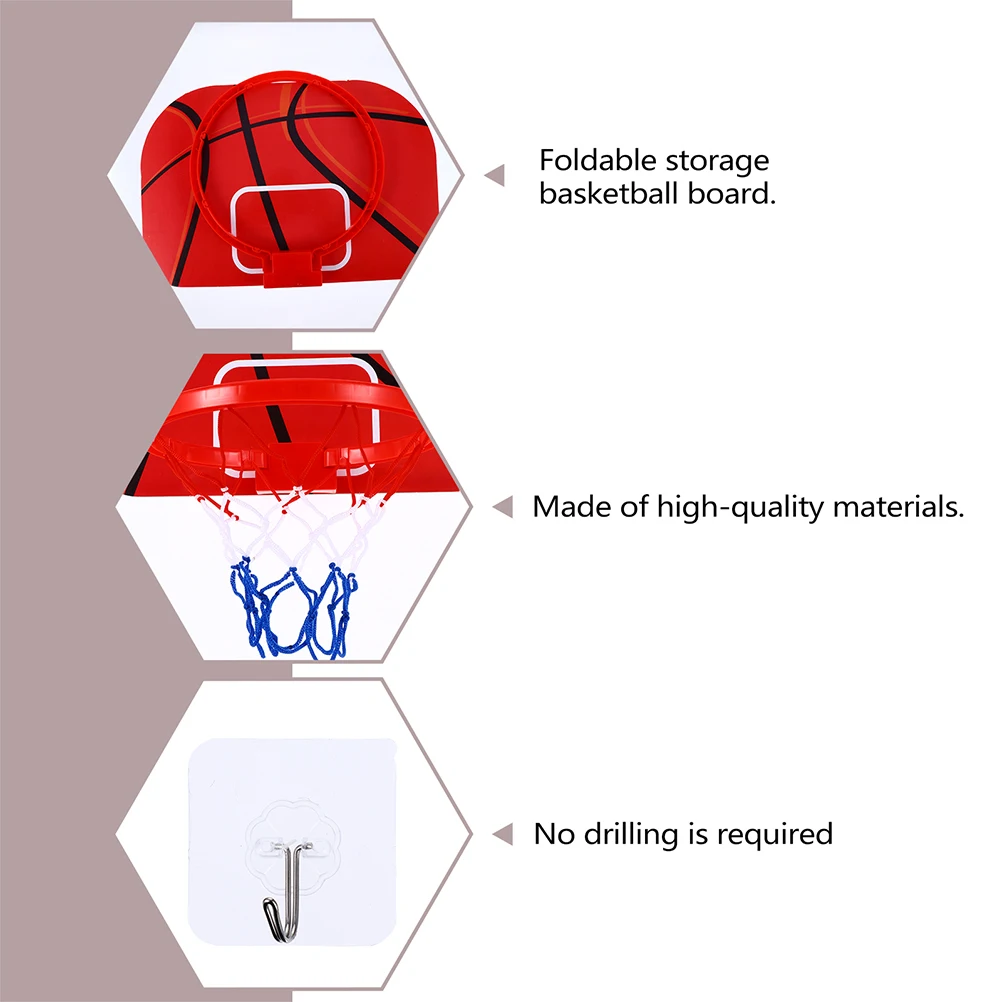 

1 set Basketball Backboard Frame Premium Plastic Game Toy for Kids Cartoon Patterned Wall Mounted Mini Hoop