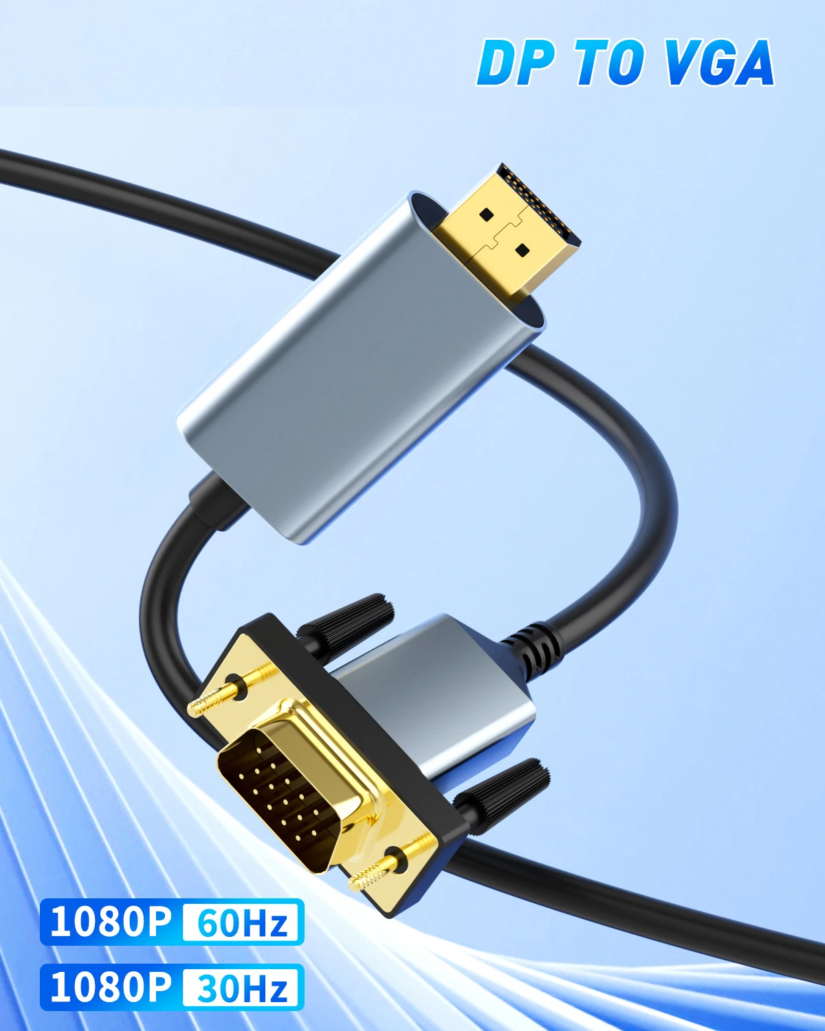 

Кабель DP (DisplayPort) — VGA длиной 2 м (папа-папа) с корпусом из алюминиевого сплава, передача видео Full HD 1080P для монитора портативного ПК