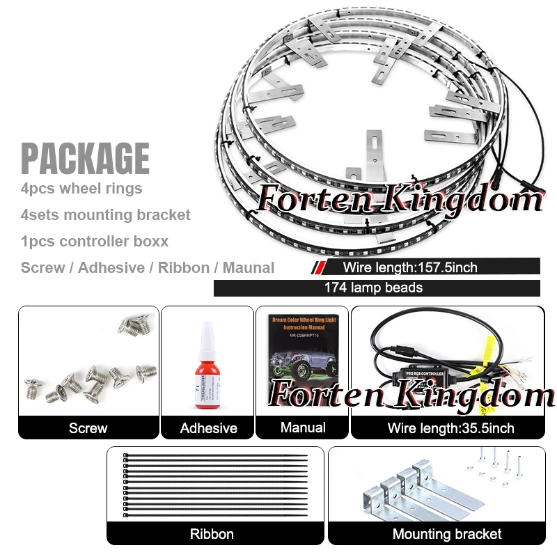 Car Accessories SUV Truck Tires Car Ring Wheel Lights Waterproof Double Row Dual Raw Wheel Led Light Ring For Cars