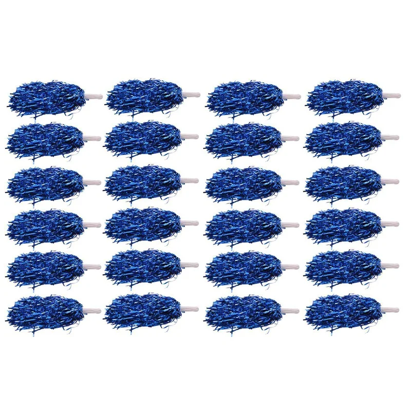 

72Pcs Cheerleading Pom Poms Metallic Foil Cheer Pom Poms With Plastic Handle For Adults Kids Cheerleaders Party Blue