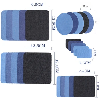 5/25 pçs ferro em remendos para roupas jeans reparação dentro e fora durável 100% algodão tecido sortido tons reparação decoração