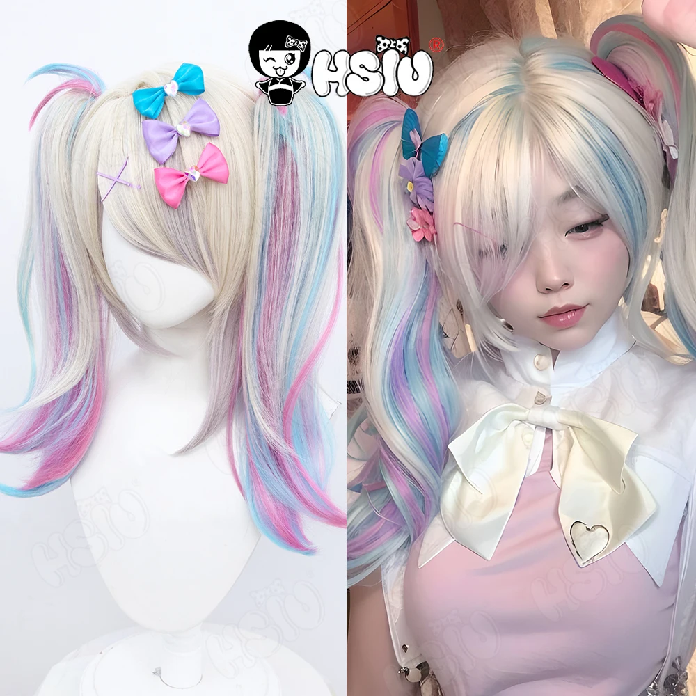 

Needy girl KAngle angel sugar Cosplay Wig Game needy girl overdose Cosplay Wig HSIU 45CM Gradient Double ponytail short Hair