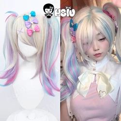 Potrzebująca dziewczyna KAngle anioł gra w peruka do Cosplay cukru potrzebująca dziewczyna przedawkowała peruka do Cosplay 45CM Gradient podwójny kucyk krótkie włosy