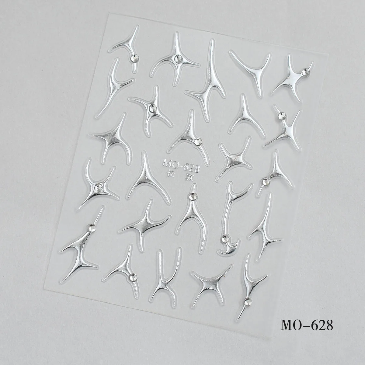 Silver Irregular Brozing Line Nail Art Stickers with Relief 3D Diamond Inlay DIY Self-Adhesive Nail Decals 1Sheet Line Sliders