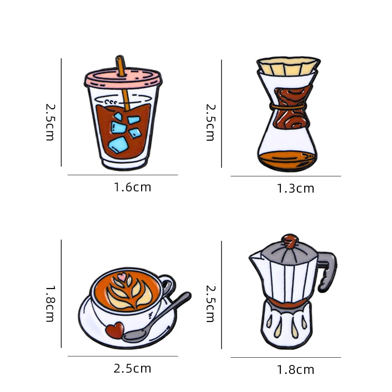 Vintage cartoon handmade coffee brooch cup coffee machine design pin clothing hat bag accessories badge patch gift