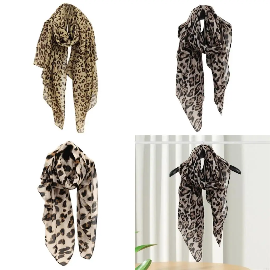 

39BC Modern Leopard Designs Neck Scarf Soft Polyester Fabric Winter Scarves Shawl Great For Enhancing Any Outfit With