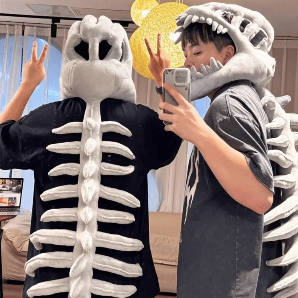 Exoskeleton Design Dinosaur Skeleton Mask Funny Wearable Dinosaur Costume Easy To Wear Funny Cosplay Headwear Gift Idea