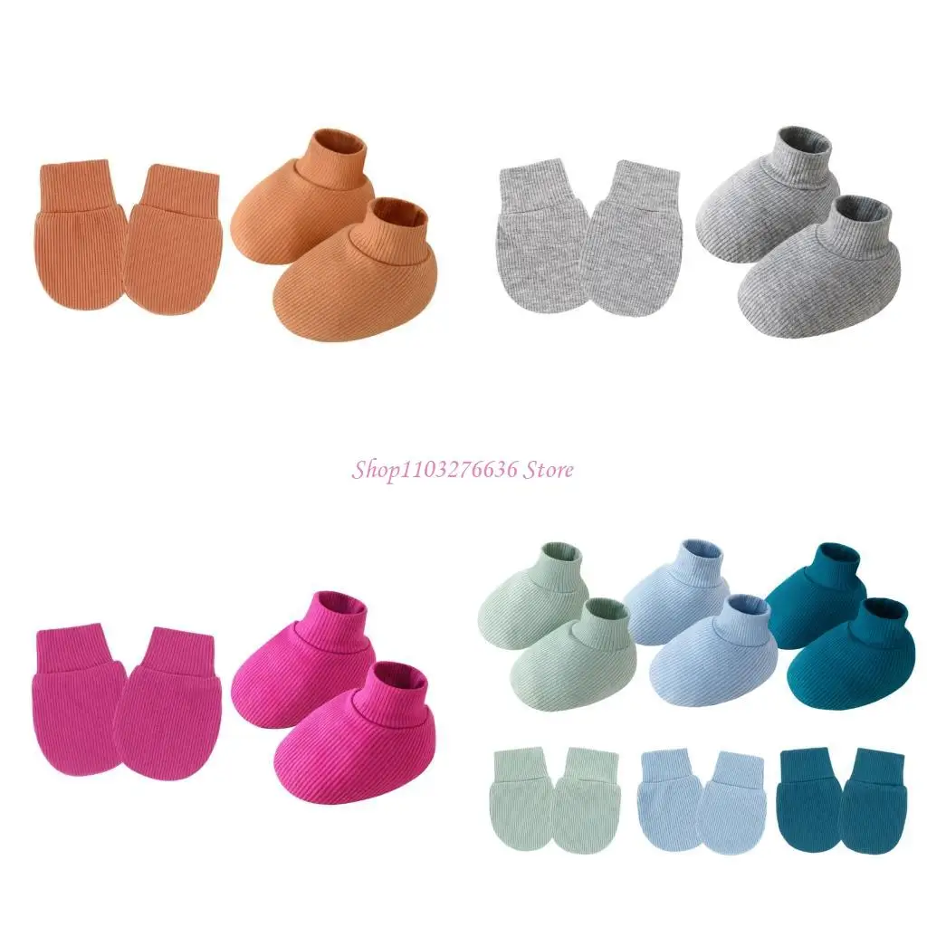 R6FD Trẻ sơ sinh không có nắp tay và vớ màu rắn trong 0-6 tháng unisex bé