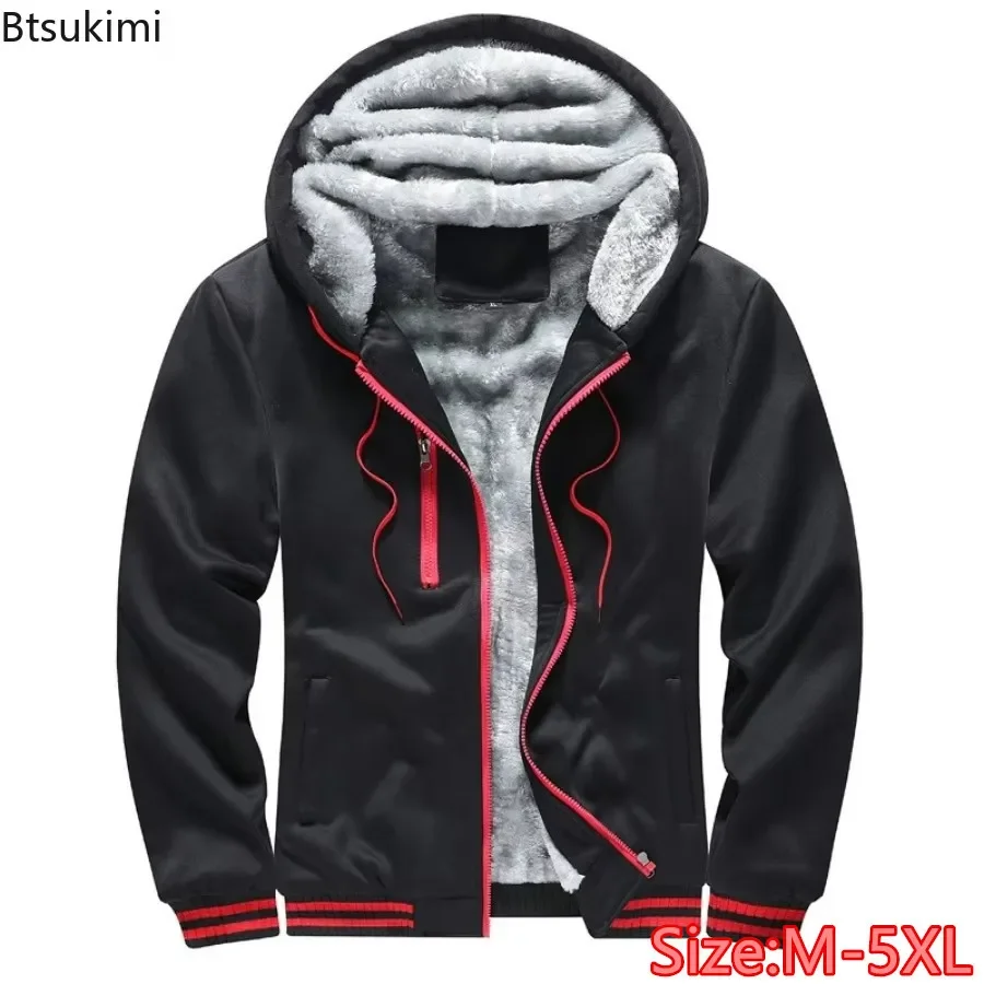 

New2025 Men's Winter Warm Hoodies Thick Fleece Zip Pocket Hoodies Coats Sportwear Male Streetwear Hoodies Jackets Men's Clothing