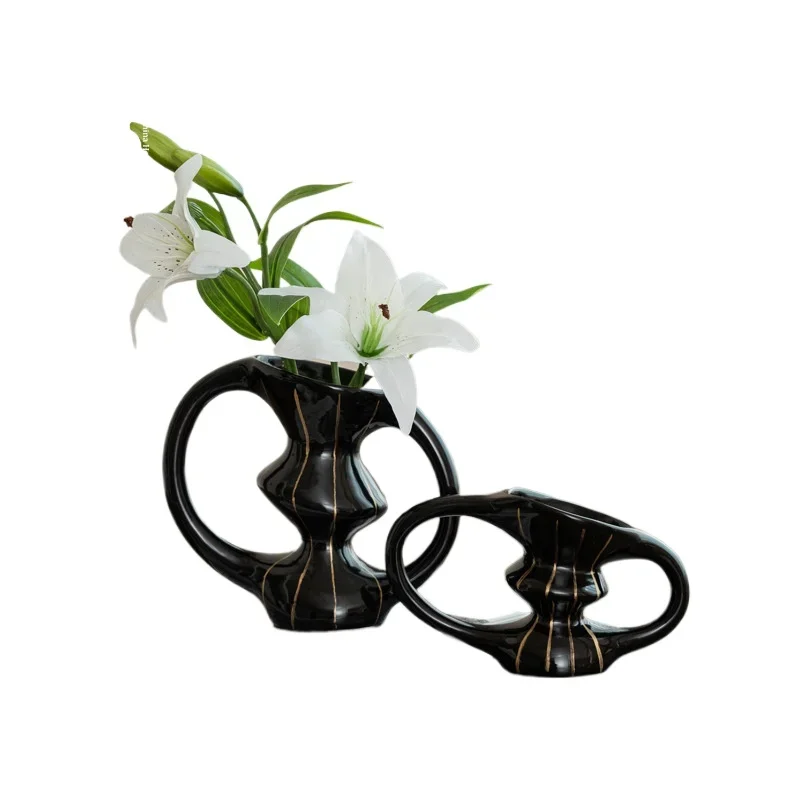 High-end niche creative ceramic vase, geometric art ornament, living room entrance TV cabinet home