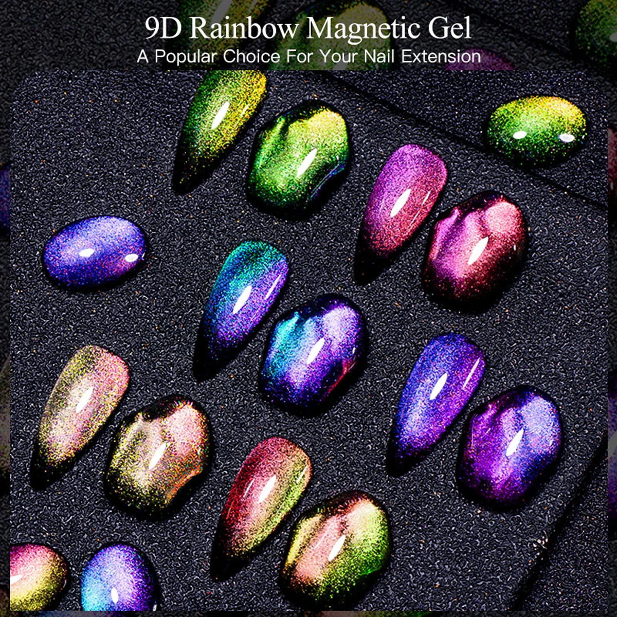 10pcs 8ml 9D Rainbow Cat Magne - Nail Art Rainbow ulasan dan harga
