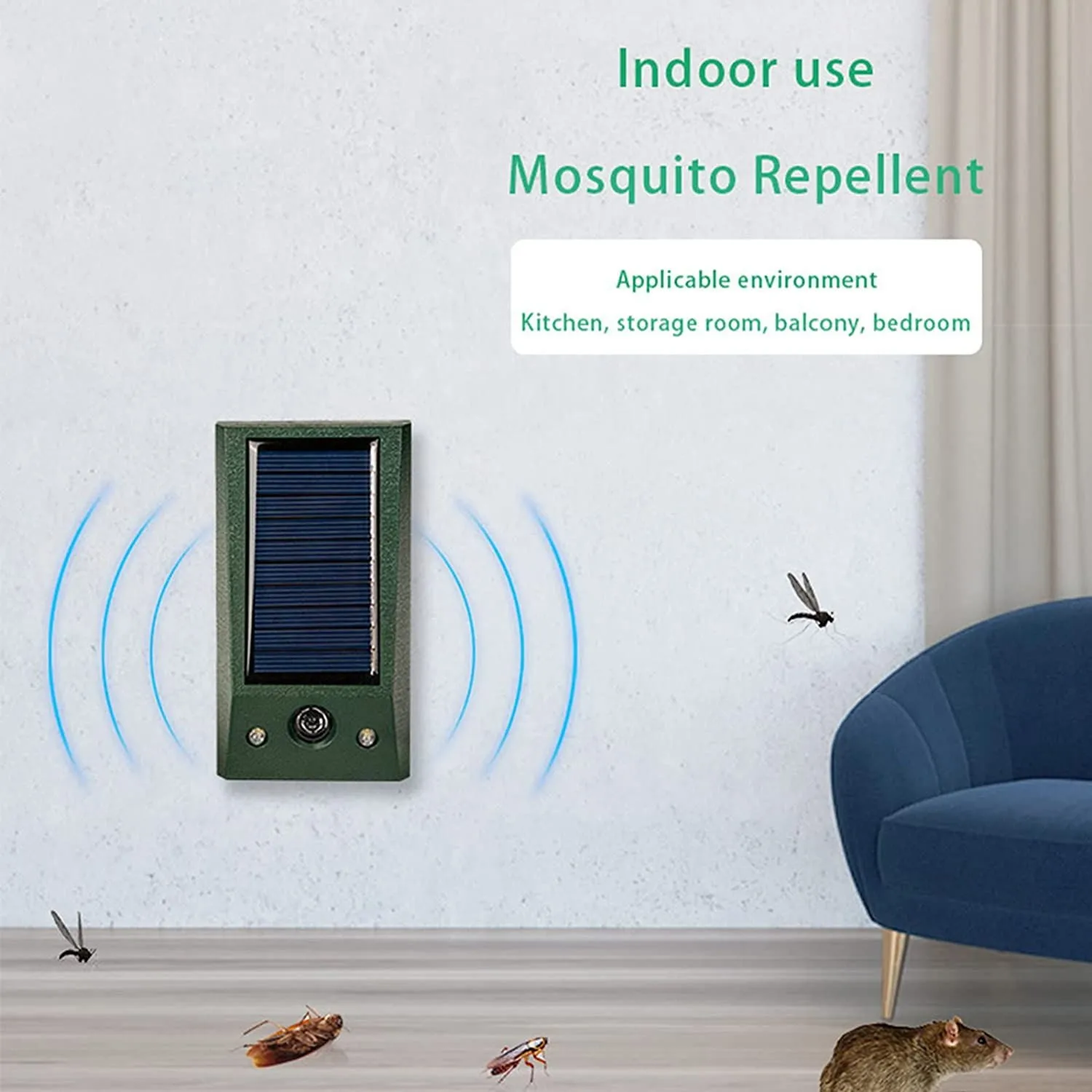 Solarbetriebener Ultraschall-Tier- und Insektenvertreiber für den Außenbereich mit rotem LED-Blitz, IP66 wasserdicht, für Garten, Bauernhof, Hof, Schädlingsbekämpfung – Detail 1