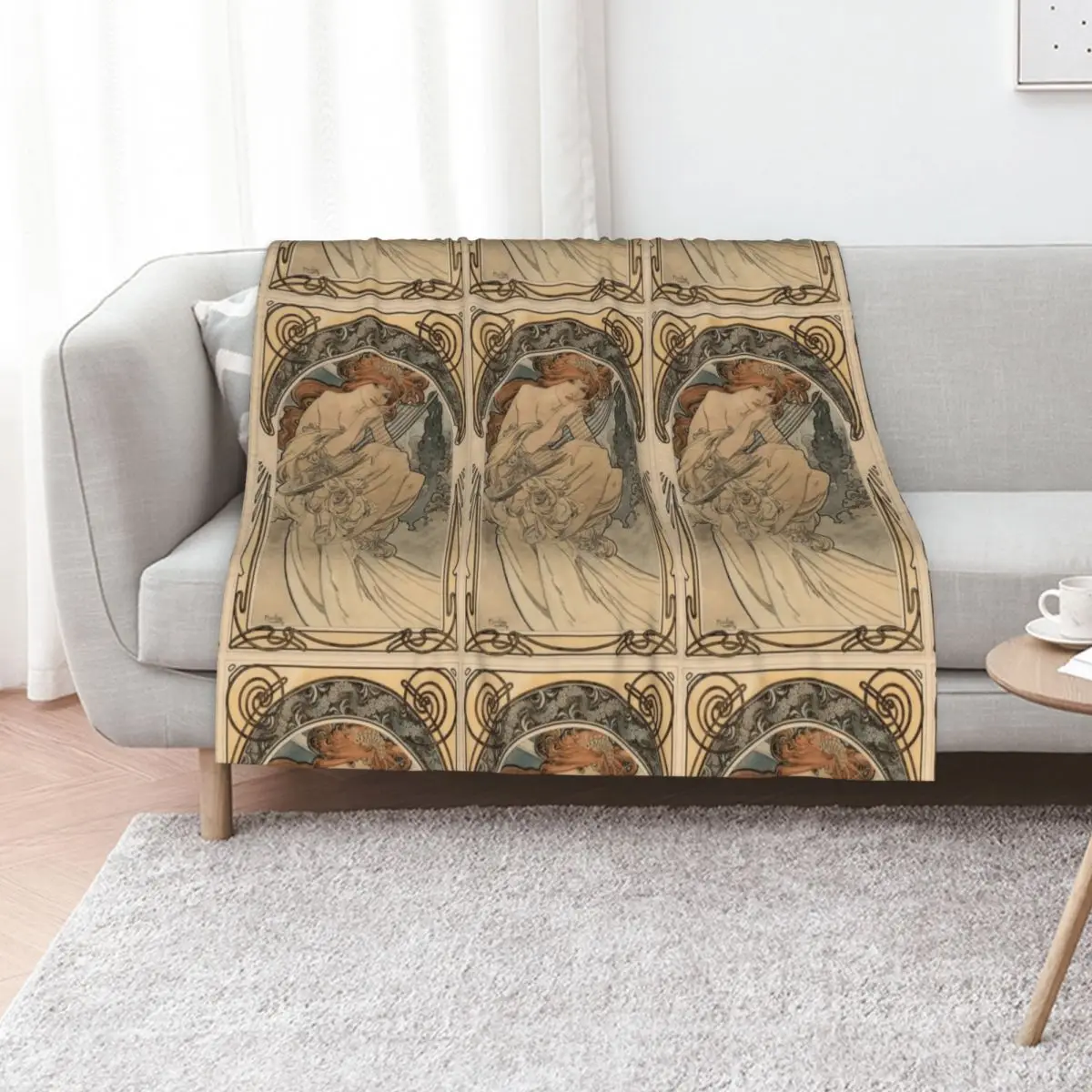 Allegorie de la Musique by Alphonse Mucha Throw Blanket Tourist Luxury St Cute Plaid Luxury Thicken Loose Thins Blankets
