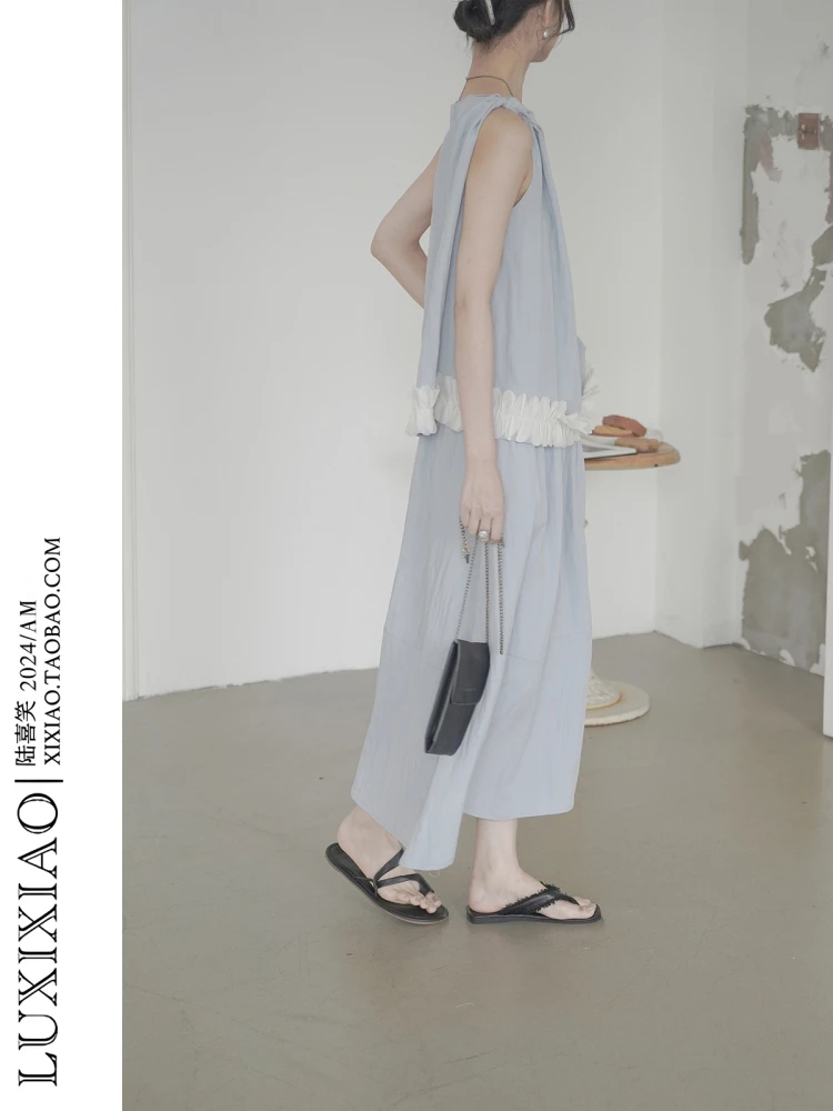 

Женский комплект LUXIXIAO: Новинка 2026 года, корейский стиль, кружевной топ-жилет и юбка, хлопковый костюм-двойка с круглым вырезом