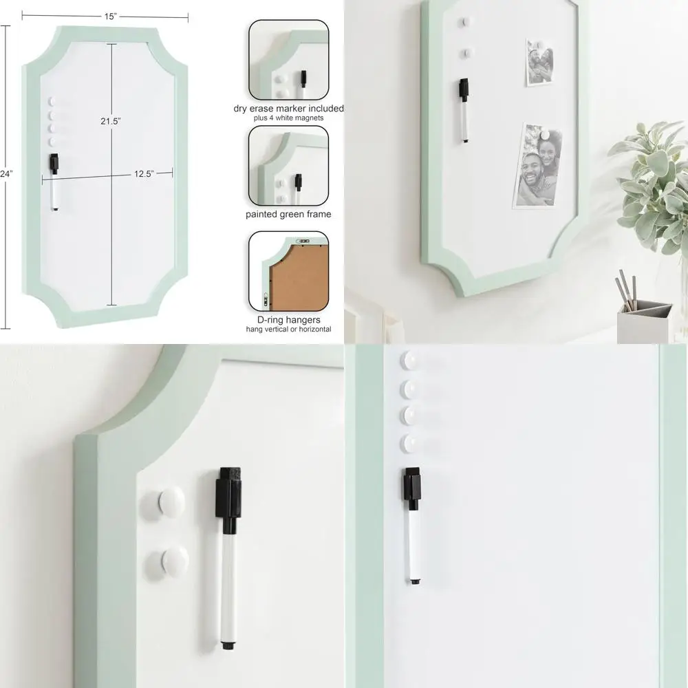 

Green 15x24 Scalloped Magnetic Dry Erase Board with Marker & 4 Magnets for Bedroom/Dorm Wall Organization