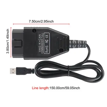 Pro VW/AUDI Commander 1.4 VAG K+CAN OBDII skener OBD2 diagnostické nástroje autopříslušenství s kabelem FT232RL PIC18F25K80 Chip 12 nejlepší prodej šestihranná nádobka VAG COM 12.12 - №5