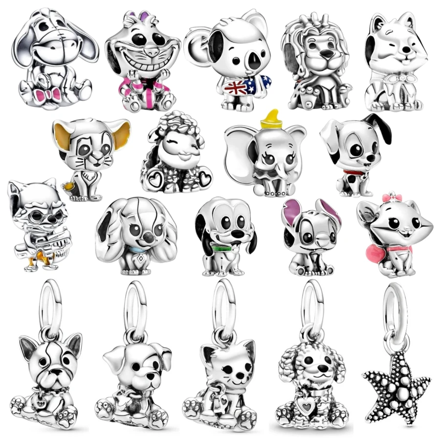 2024 New Pet Dog Dumbo Disney Charm Beads Fits Pandora Original Bracelet Women Pendant Beads Jewelry Gift Hot