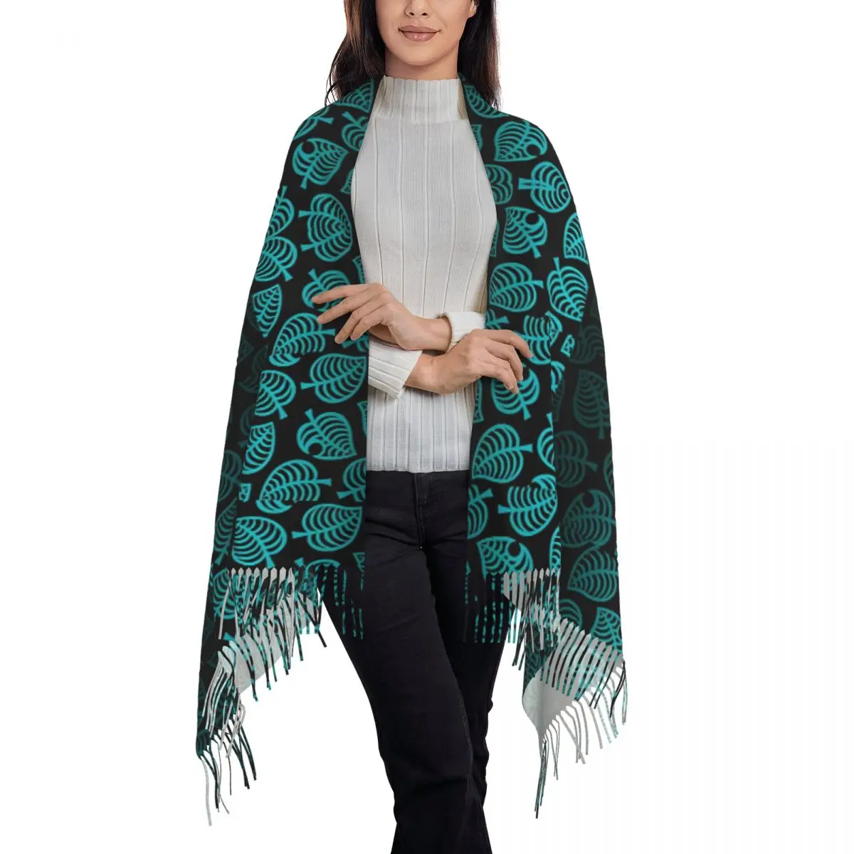 Neckerchief Leaf Ladies Openwork In Autumn Neckwarmer Scarves Thick Gifts Integrated Warmth Preservation