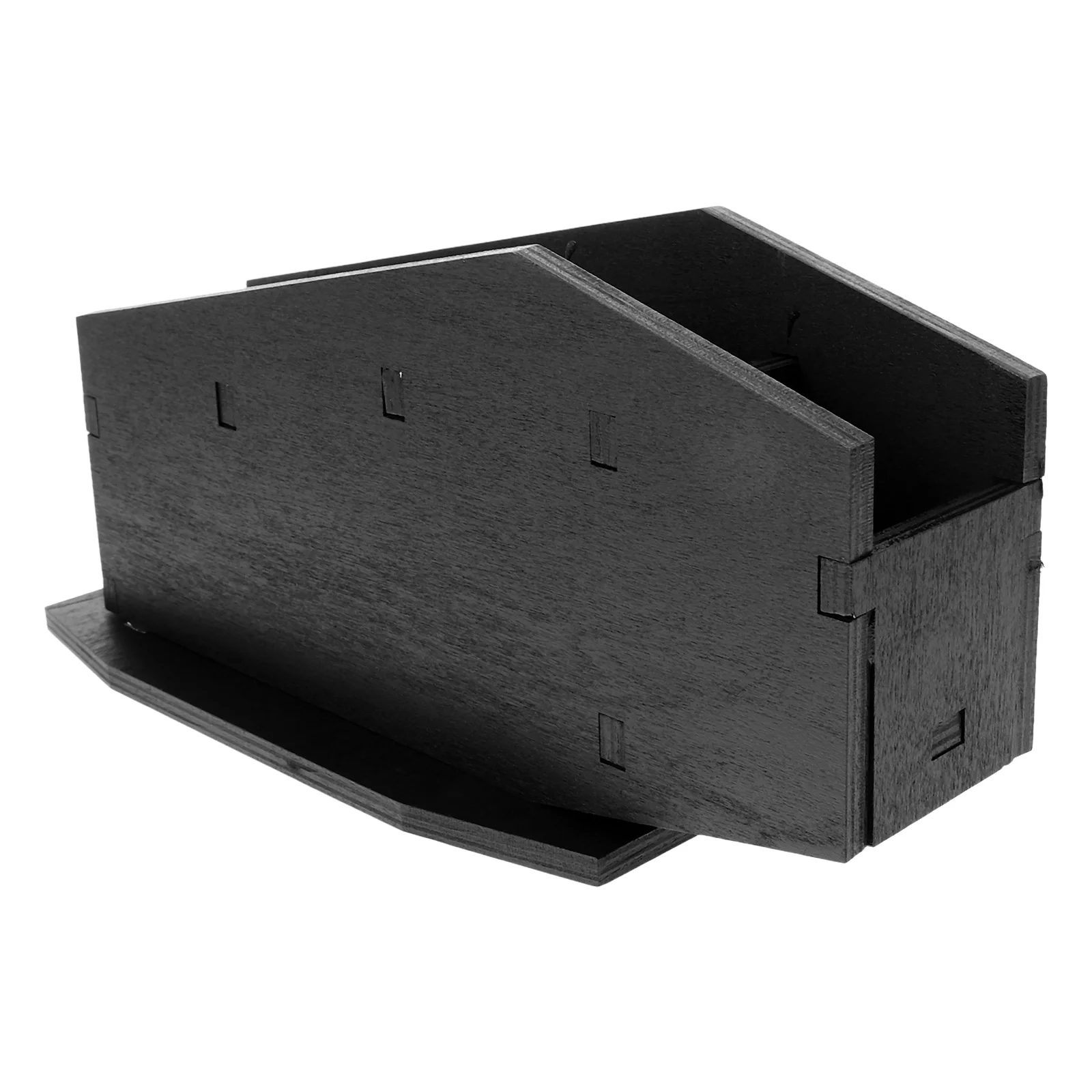 Gothic Style Coffin Pen Holder Pencil Container Wood Bucket Makeup Brush Organizer Desktop Storage For Cup